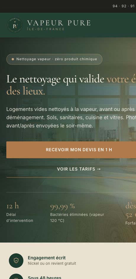 Site Vapeur Pure sur mobile