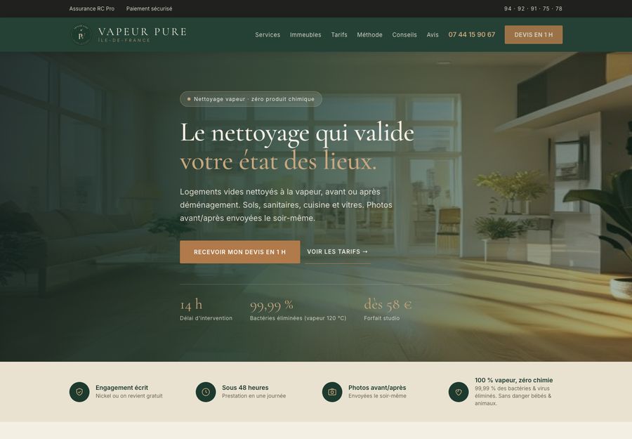 Site Vapeur Pure sur ordinateur