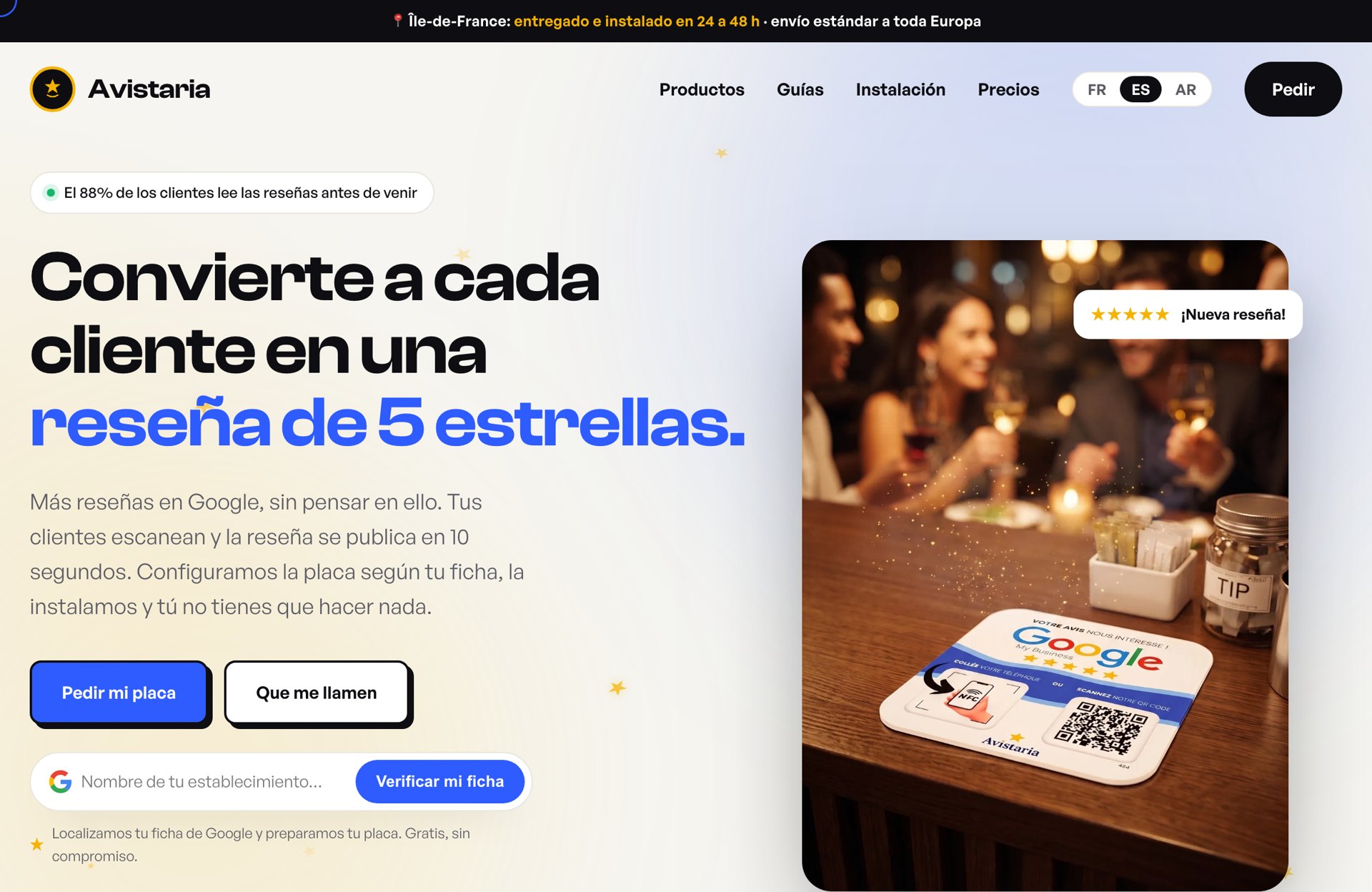 Avistaria — page d'accueil, e-commerce de marque multilingue FR·ES·AR